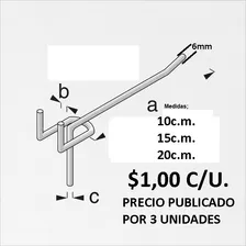 Ganchos Pa Lamina Perforadas 6mm De 10 15 Y 20c.m En Ofertas