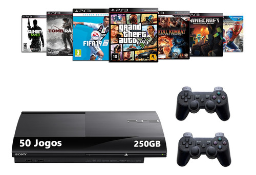 Playstation 3 Ps3 Super Slim + 45 Jogos + Fifa 19 + Gta5