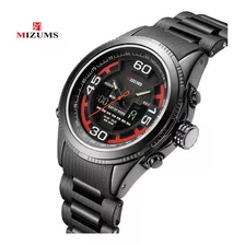 Reloj Analógico-digital Mizums Para Hombre, Resistente Al Ag Color Del Fondo Negro/rojo