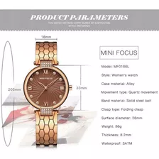 Relógio Impermeável De Quartzo Elegante Com Pulseira De Café Mini Focus Color