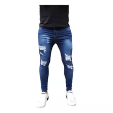 Calça Destroyed Jeans Linha Premium Masculina Skinny Rasgada