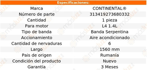 Banda 1560 Mm Acc 206 Peugeot L4 1.4l 98/08 Continental A/a Foto 5