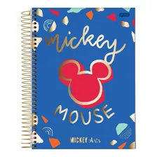 Caderno Espiral Mickey Arts Azul 10 Matérias 160 Folhas