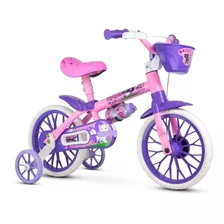 Bicicleta Infantil Com Rodinhas Menina Aro 12 Nathor Cat Pu