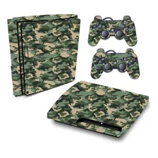 Skin Ps3 Slim Adesivo Pelicula Camo Green Tradicional