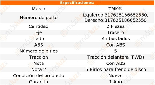 2- Mazas Traseras Con Abs Sable 3.0l V6 2000/2005 Tmk Foto 2