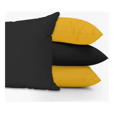 Kit Capas Almofadas Decorativas Duplas Lisas 45x45 Id Decor Cor Amarelo Gema E Preto