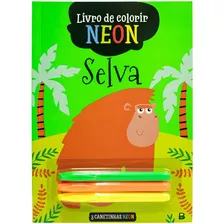 Livro De Colorir Neon: Selva, De Todolivro. Editora Brasileitura, Capa Mole Em Português, 2023