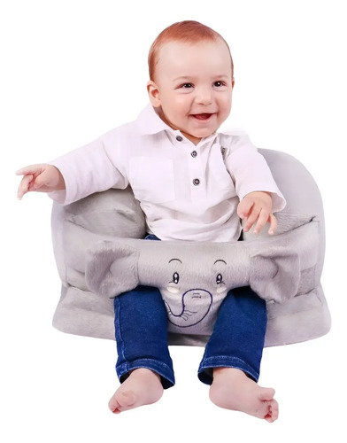 Cadeirinha De Bebê - Sofazinho Para Sentar Luckbaby Cor Elefante Cinza Animais