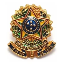 Pim Bótom Broche Brasão Da República Brasil Folheado A Ouro