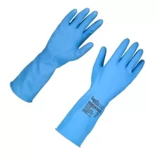 Guantes Látex Azul Domestico Interior Afelpado Par