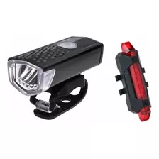 Kit Luz Luces Para Bicicleta Lámpara Linterna Delantera Frontal + Luz Trasera Seguridad Recargables Usb A10 Color Blanco