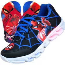 Kit Tênis Infantil Masculino Homem Aranha De Led + Chinelo