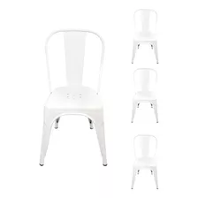 Kit 4 Cadeiras Design Tolix Iron Industrial Diversas Cores Cor Da Estrutura Da Cadeira Branca