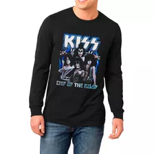 Camiseta Manga Longa Masculina Kiss Banda End Of The Road 