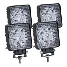 Kit 4 Farol Milha Haiz 27w Led 12v/24v Quadrado Carro Jeep