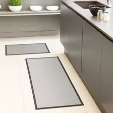 Tapete Antiderrapente De Cozinha Passadeira Grande 140x50cm Cor Cinza