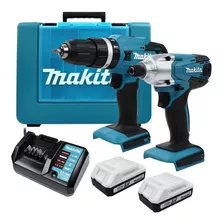 Combo Makita Dk18922y Llave De Impacto + Rotomartillo 18v Color Turquesa