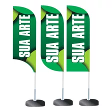 Kit Com 2 Wind Banner Flag Banner 3 Mts Com Base Reforçada