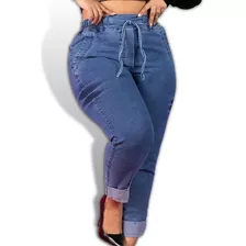 Calça Joguer Cós Elástico Plus Size Feminina Cintura Alta 