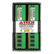 A-tech Kit De Servidor De 64 Gb (2 X 32 Gb) 2rx8 Pc4- Ddr4 .