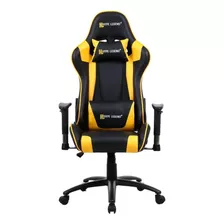 Silla De Escritorio Hype Legend Hero Gamer Ergonómica Negra Y Amarilla Con Tapizado De Cuero Sintético