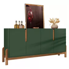 Balcão Buffet Lizz 4 Portas Verde Oliva/cedro 050518 - Casa