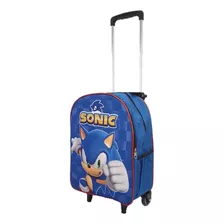 Mochila Escolar Sonic No Carrinho Azul