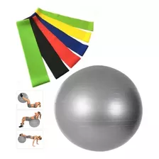 Kit Bola Suiça Pilates + Elástico Faixa Mini Band Exercicio