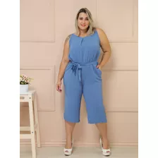 Macacão Plus Size Macaquinho Verão Leve Blogueira Pantacourt