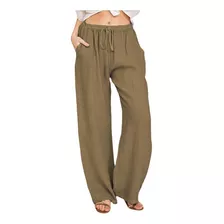 Pantalones De Cinturón De Algodón Y Lino Para Mujeres