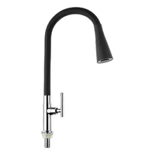 Llave Lavaplatos Mesón Flexible En Acero Negra Boccherini Acabado Brillante Color Negro