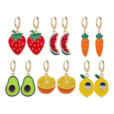 Aretes Pendientes Frutas Fresa Aguacate Limón Sandia Naranja