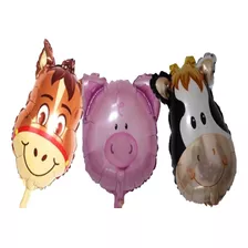 Balão Metal Fazenda Animais Cavalo, Porco, Vaca Gde 3 Unid