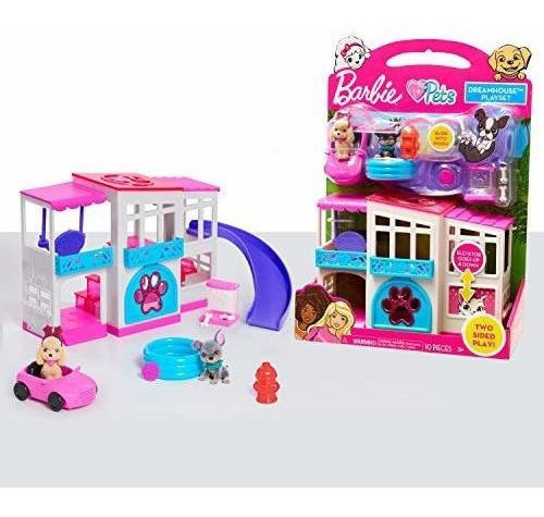 Barbie Pet Dreamhouse Juego De 2 caras, 10 piezas, Incluye M