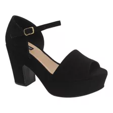 Sapato Villarosa Preto Feminino 1037.10538 Salto Quadrado