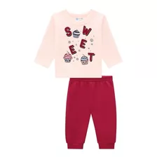 Conjunto De Moletom Feminino Infantil Menina Brandili 53993