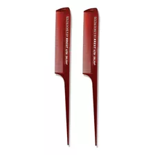 Kit 2 Pentes Krest 5by Para Mechas Cabo Fino Profissional Cor Vermelho