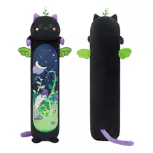 Mewaii Long Cat Plush Kawaii Body Pillow, 20 Cute Black Cat 