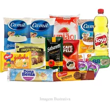 Kit C/ 4 Cesta Básica Completa Alimentos 16 Itens - Premium