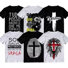 Kit 6 Camiseta Blusa Moda Evangélica Jesus Cruz Leão Yeshua