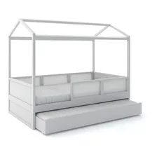 Cama Casinha Link Com Auxiliar Grade Palha - Cia Do Movel