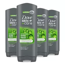 Gel De Baño Dove Men+care Body Wash Extra Fresh 4 Unidades P
