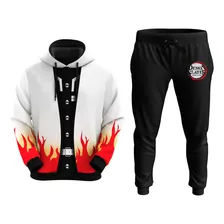 Conjunto De Moletom Sublimado Top Anime Rengoku Demon Slayer