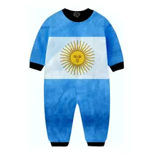 Macacão Pijama Bandeira Argentina Infantil Criança Moletom