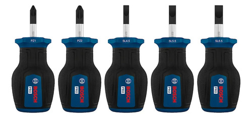 Set De Destornilladores Bosch Pro Cortos Pozidriv Plano X 5u