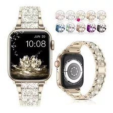 Malla Para Apple Watch Series1-7 Brillos Oro Vint 38/40/41mm