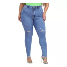 Calça Jeans C/ Lycra Miller Plus Size Azul Clara