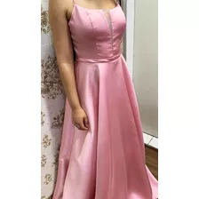 Vestido De Festa Para Madrinha Rosa Rosê Encorpado Tafetá