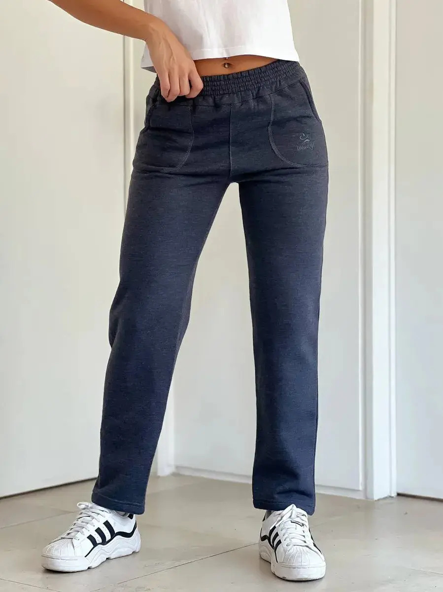 Pantalón Isu Jogging Recto Liso Frisa Mujer Gris Oscuro Liso 3